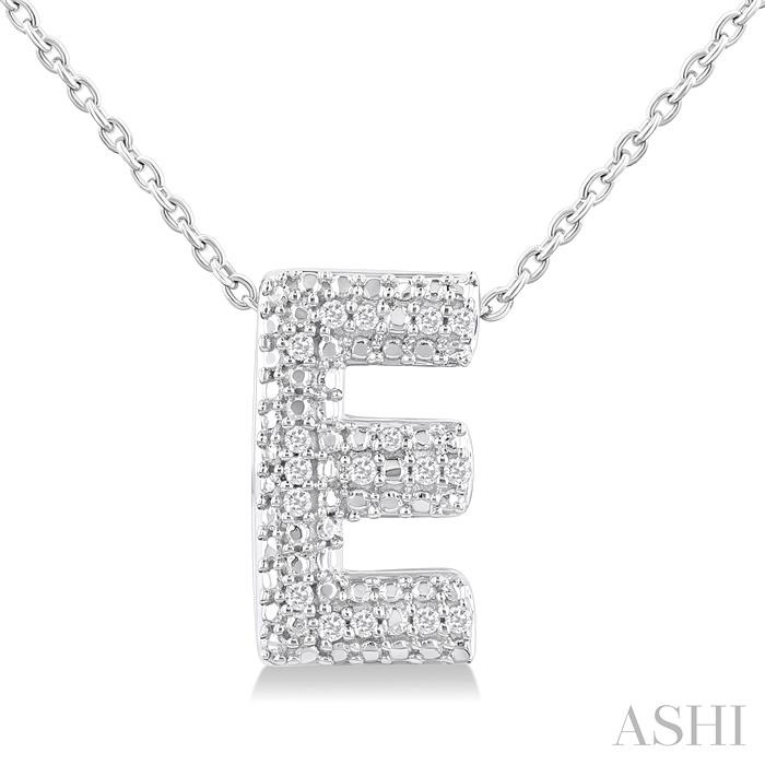 SILVER BUBBLE 'E' INITIAL DIAMOND PENDANT