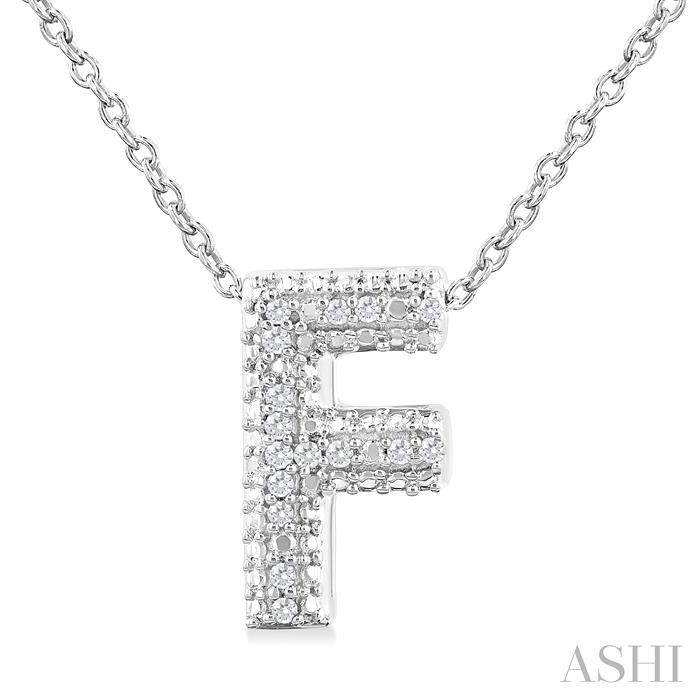 SILVER BUBBLE 'F' INITIAL DIAMOND PENDANT