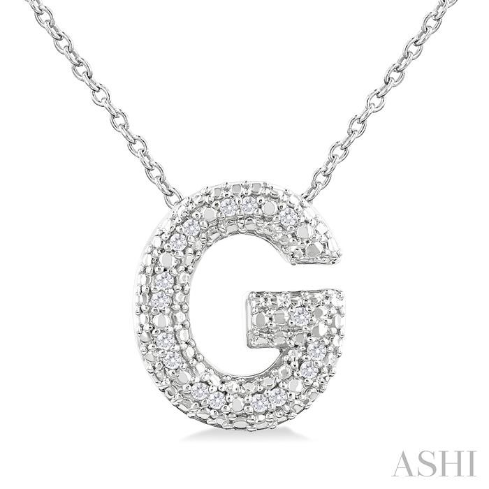 SILVER BUBBLE 'G' INITIAL DIAMOND PENDANT