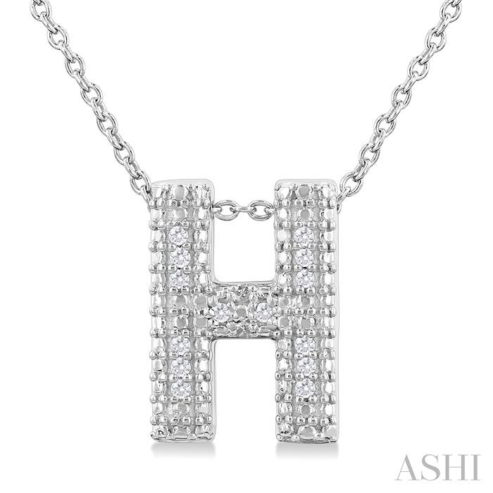 SILVER BUBBLE 'H' INITIAL DIAMOND PENDANT