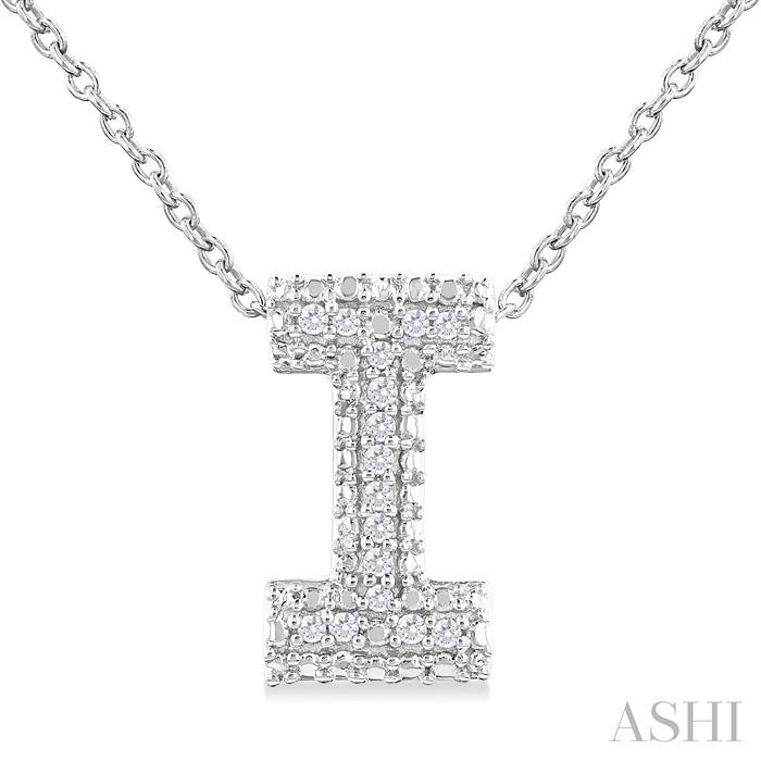 SILVER BUBBLE 'I' INITIAL DIAMOND PENDANT