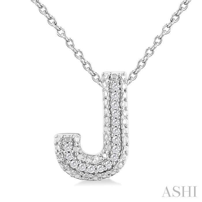 SILVER BUBBLE 'J' INITIAL DIAMOND PENDANT