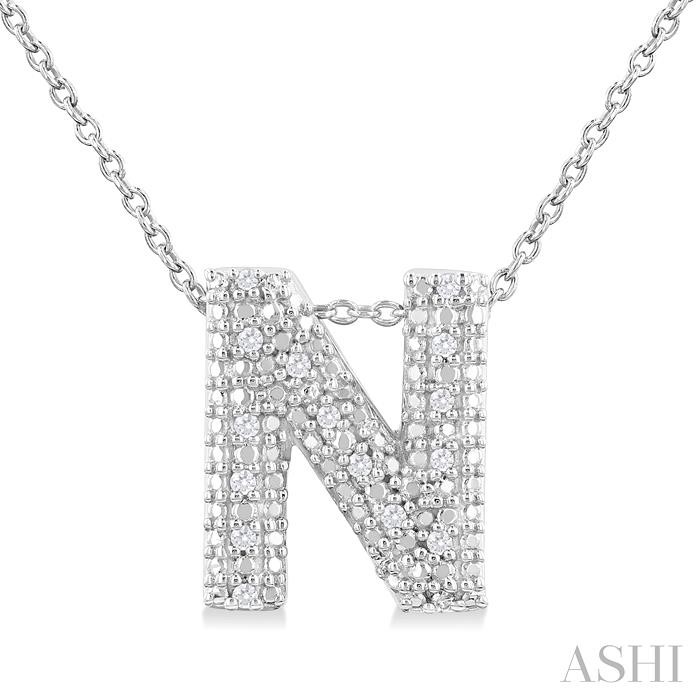 SILVER BUBBLE 'N' INITIAL DIAMOND PENDANT