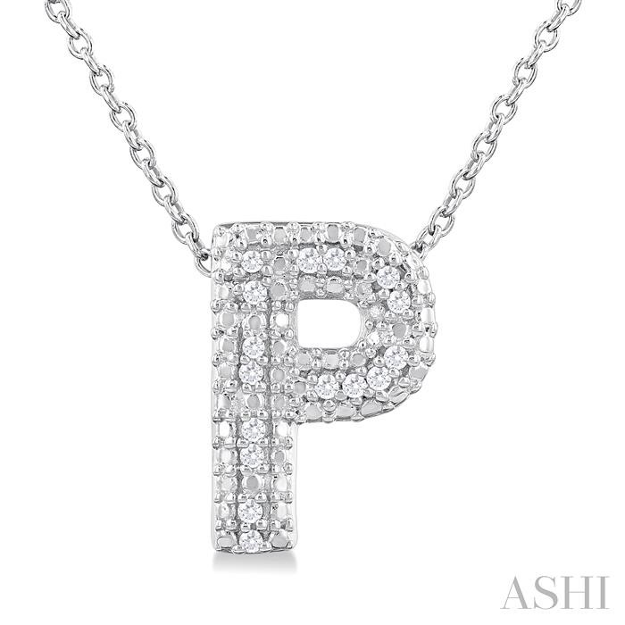 SILVER BUBBLE 'P' INITIAL DIAMOND PENDANT