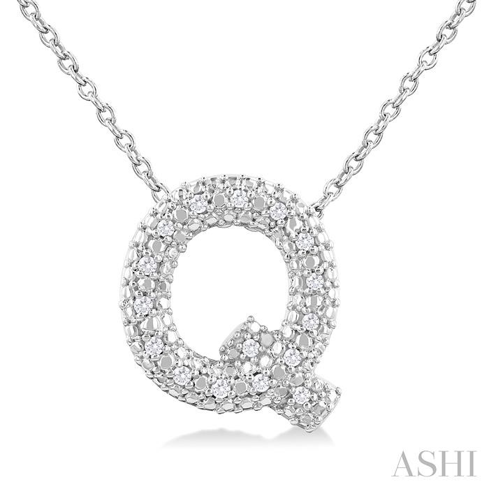 SILVER BUBBLE 'Q' INITIAL DIAMOND PENDANT