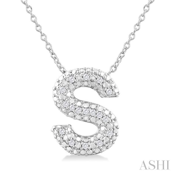 SILVER BUBBLE 'S' INITIAL DIAMOND PENDANT