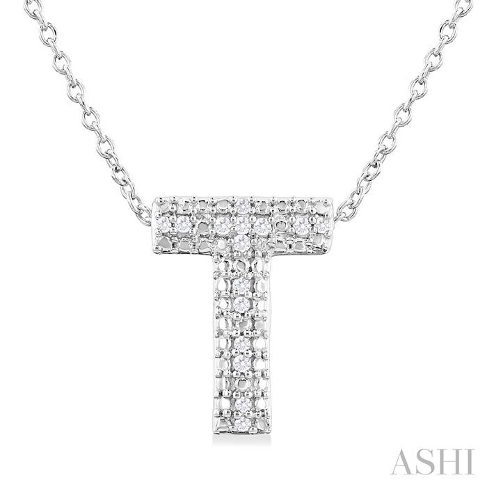 SILVER BUBBLE 'T' INITIAL DIAMOND PENDANT