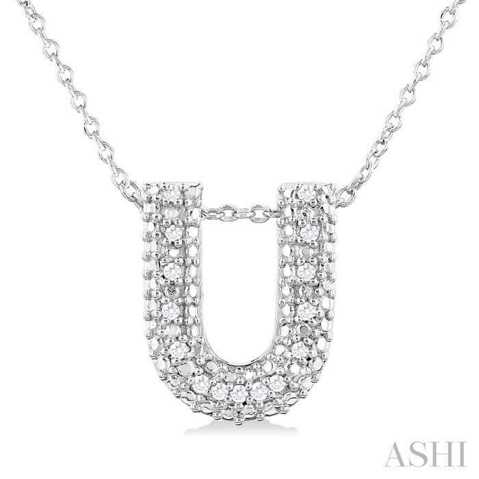 SILVER BUBBLE 'U' INITIAL DIAMOND PENDANT