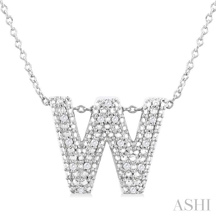 SILVER BUBBLE 'W' INITIAL DIAMOND PENDANT