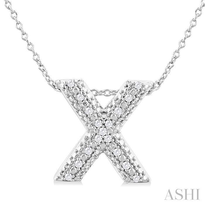 SILVER BUBBLE 'X' INITIAL DIAMOND PENDANT