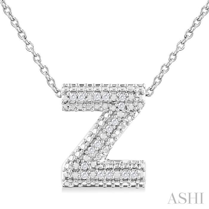 SILVER BUBBLE 'Z' INITIAL DIAMOND PENDANT