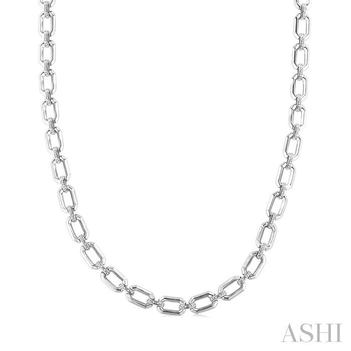 SILVER BOLD OPEN LINK DIAMOND NECKLACE