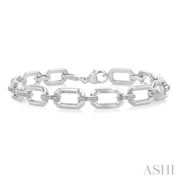 SILVER BOLD OPEN LINK DIAMOND FASHION BRACELET