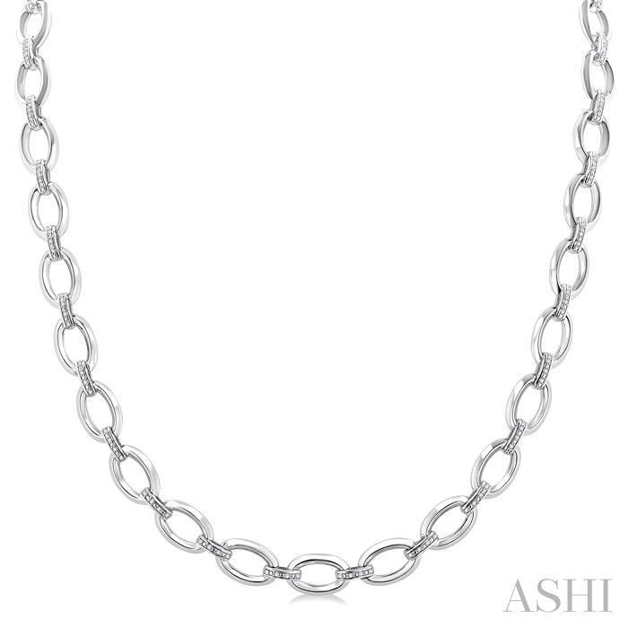 SILVER BOLD OPEN LINK DIAMOND NECKLACE