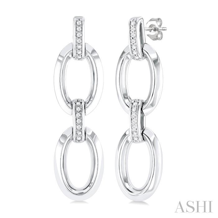 SILVER BOLD OPEN LINK DIAMOND EARRINGS