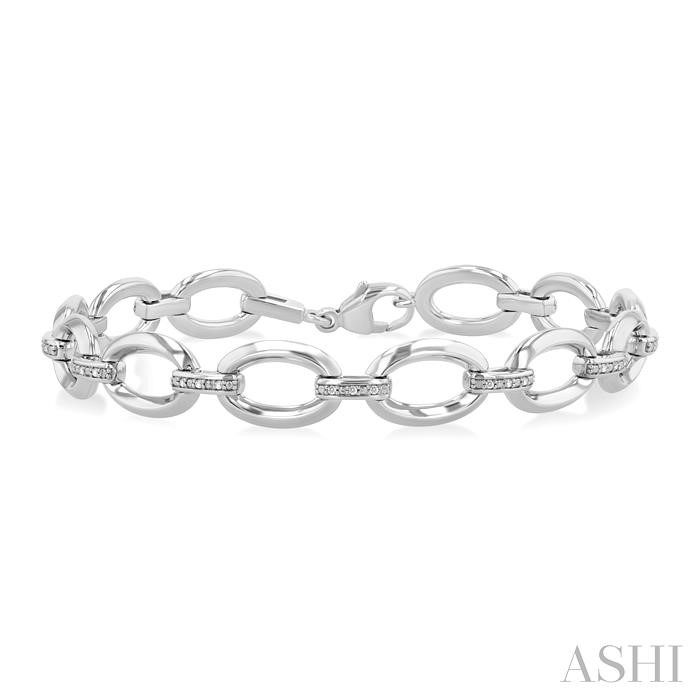 SILVER BOLD OPEN LINK DIAMOND FASHION BRACELET