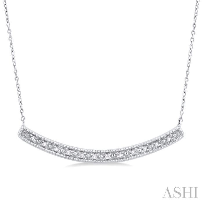 SILVER CURVED BAR DIAMOND NECKLACE