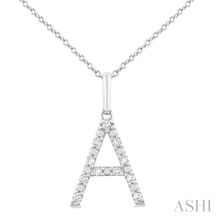 SILVER BLOCK 'A' INITIAL DIAMOND PENDANT