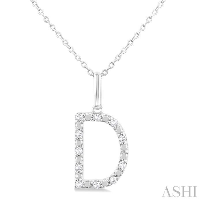 SILVER BLOCK 'D' INITIAL DIAMOND PENDANT