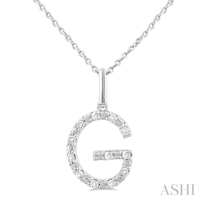 SILVER BLOCK 'G' INITIAL DIAMOND PENDANT