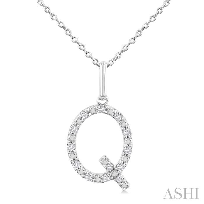 SILVER BLOCK 'Q' INITIAL DIAMOND PENDANT