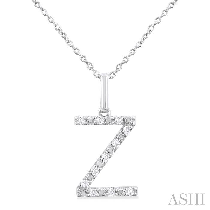 SILVER BLOCK 'Z' INITIAL DIAMOND PENDANT