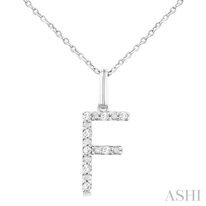 SILVER BLOCK 'F' INITIAL DIAMOND PENDANT