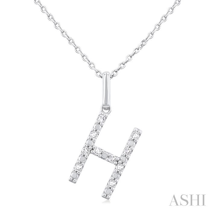 SILVER BLOCK 'H' INITIAL DIAMOND PENDANT