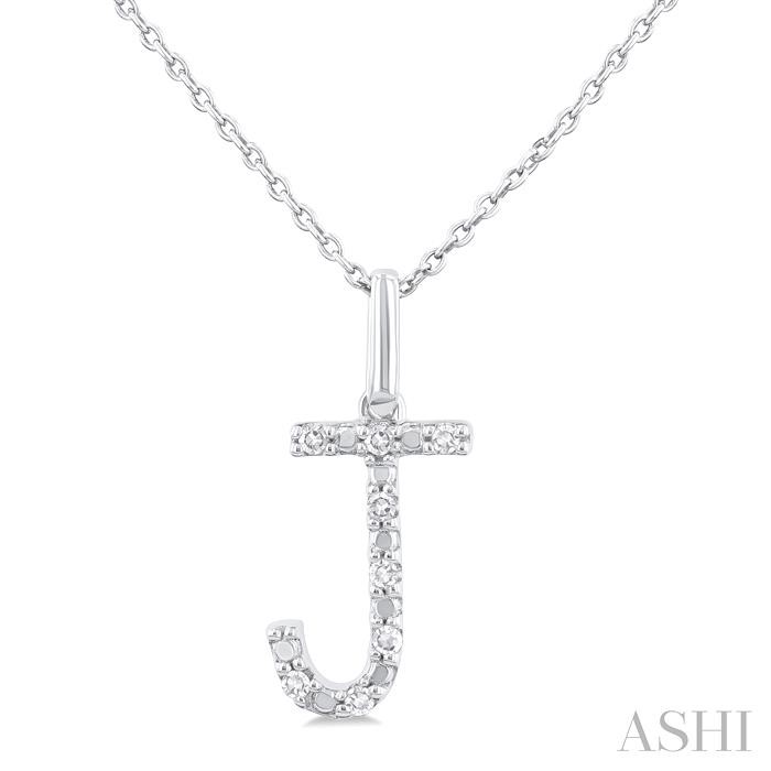 SILVER BLOCK 'J' INITIAL DIAMOND PENDANT