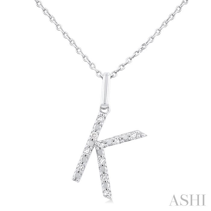 SILVER BLOCK 'K' INITIAL DIAMOND PENDANT