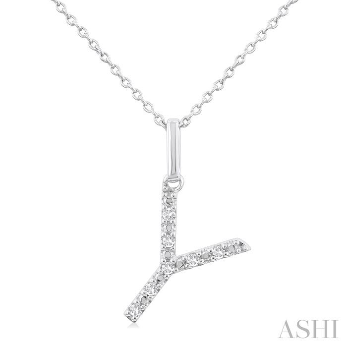 SILVER BLOCK 'Y' INITIAL DIAMOND PENDANT