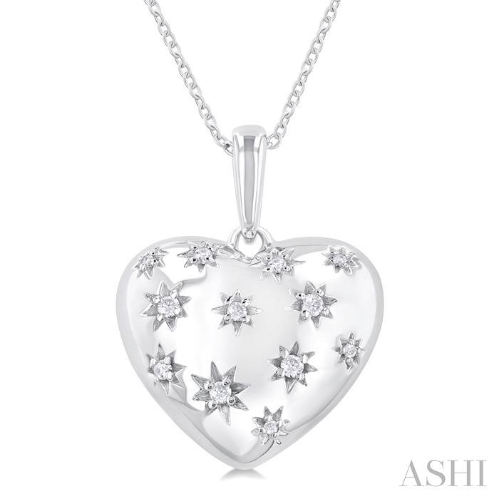 SILVER BOLD PUFFED HEART SHAPE DIAMOND PENDANT