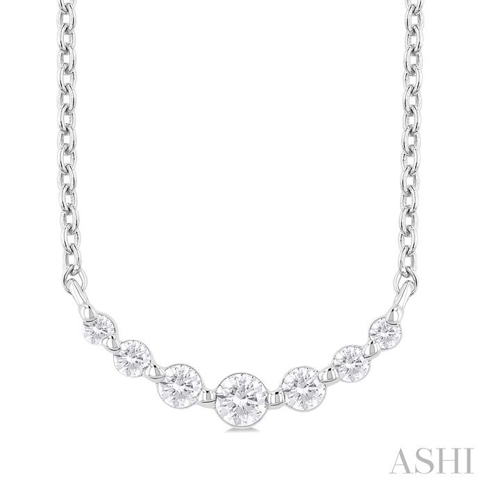 SILVER GRADUATED PETITE DIAMOND SMILE NECKLACE