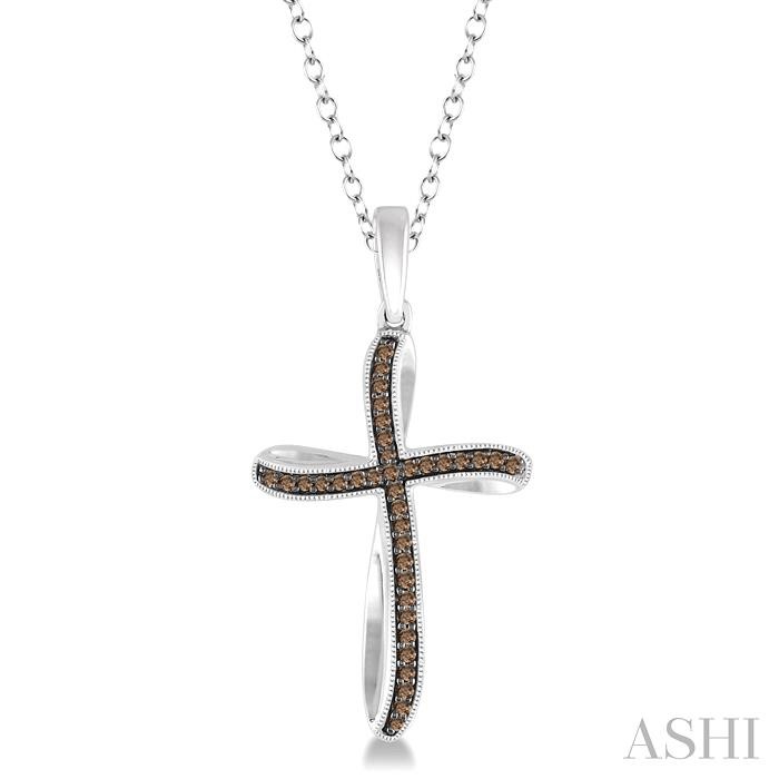 SILVER CROSS CHAMPAGNE DIAMOND PENDANT