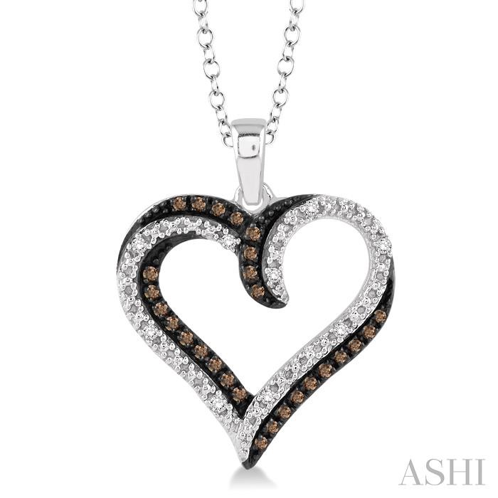 Silver Heart Shape Champagne Diamond Fashion Pendant