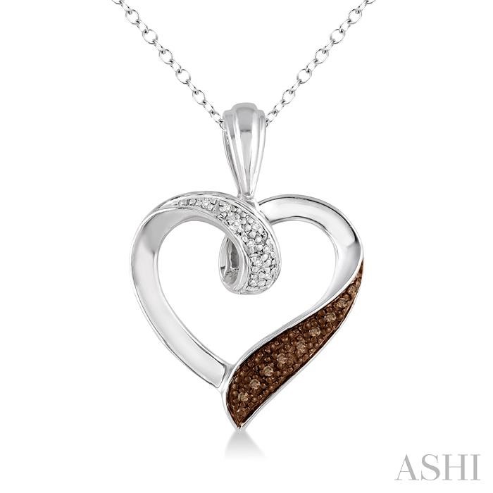 Silver Heart Shape Champagne Diamond Fashion Pendant