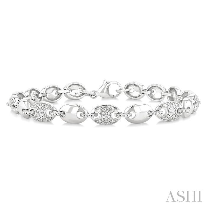 Silver Bold Mariner Link Diamond Fashion Bracelet