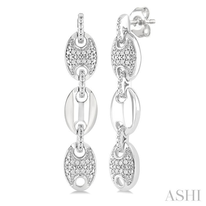 Silver Bold Mariner Link Diamond Fashion Earrings