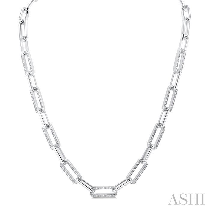 SILVER BOLD PAPER CLIP DIAMOND NECKLACE