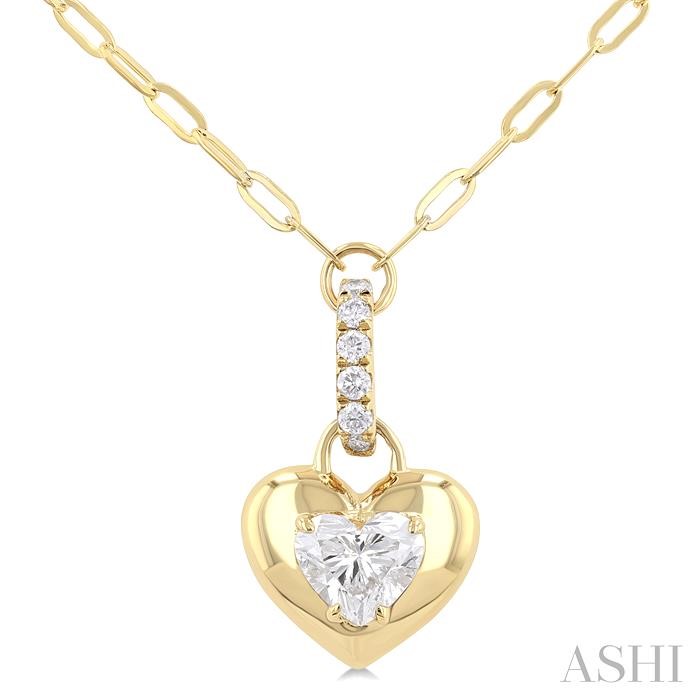 HEART SHAPE PAPER CLIP DIAMOND FASHION PENDANT