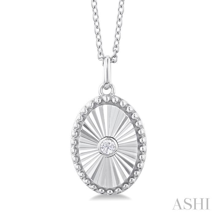 OVAL SHAPE FLUTED MEDALLION DIAMOND PENDANT