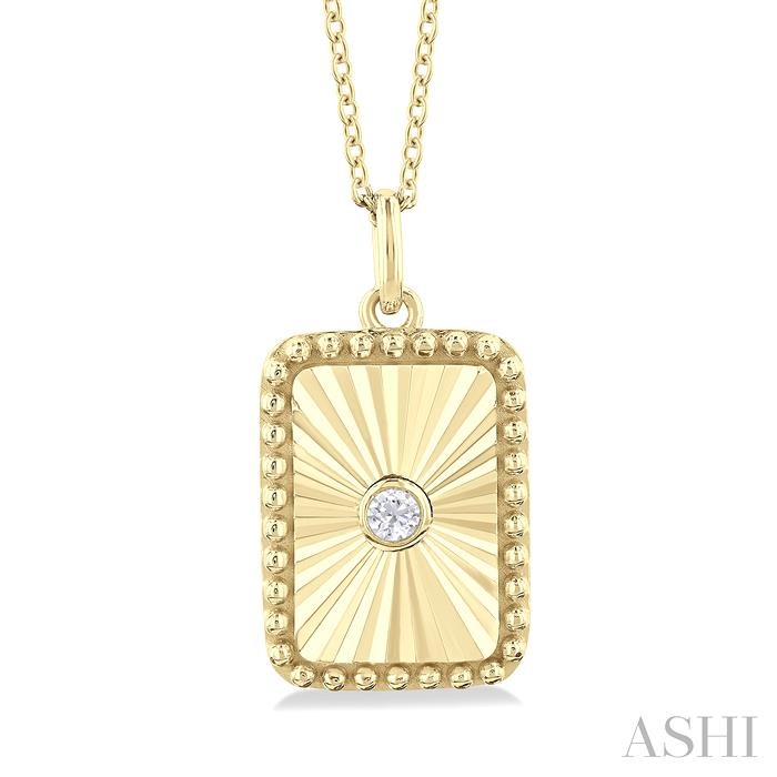 RECTANGULAR SHAPE FLUTED MEDALLION DIAMOND PENDANT