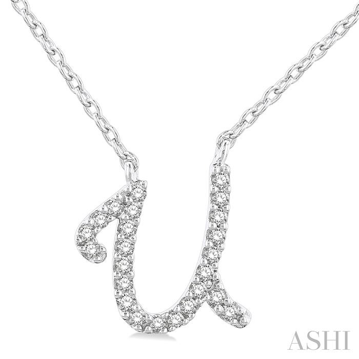 SCRIPT 'U' INITIAL DIAMOND PENDANT