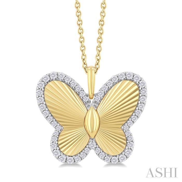 BUTTERFLY FLUTED DIAMOND FASHION PENDANT