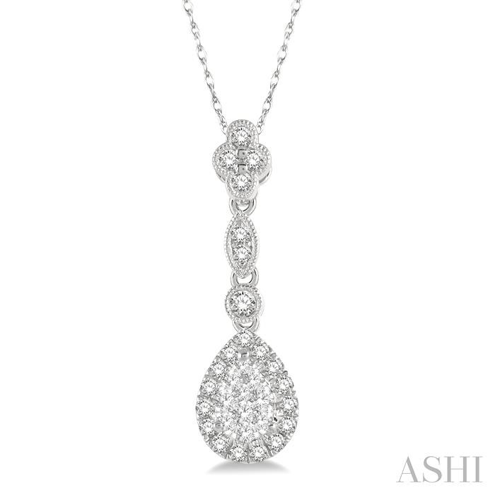 PEAR SHAPE HALO LOVEBRIGHT DIAMOND PENDANT