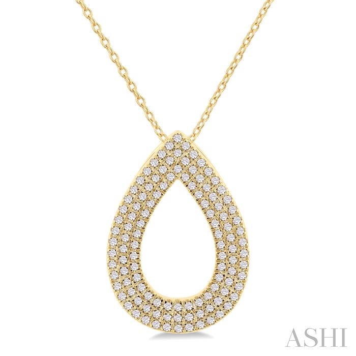 Pear Shape Three Row Diamond Fashion Pendant