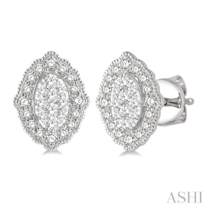 Oval Shape Halo Lovebright Diamond Earrings