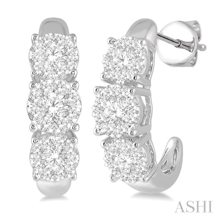 ROUND SHAPE PAST PRESENT & FUTURE LOVEBRIGHT ESSENTIAL DIAMOND HALF HOOP EARRINGS