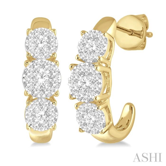 ROUND SHAPE PAST PRESENT & FUTURE LOVEBRIGHT ESSENTIAL DIAMOND HALF HOOP EARRINGS