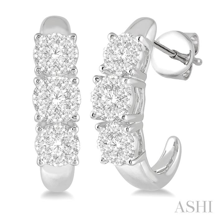 ROUND SHAPE PAST PRESENT & FUTURE LOVEBRIGHT ESSENTIAL DIAMOND HALF HOOP EARRINGS